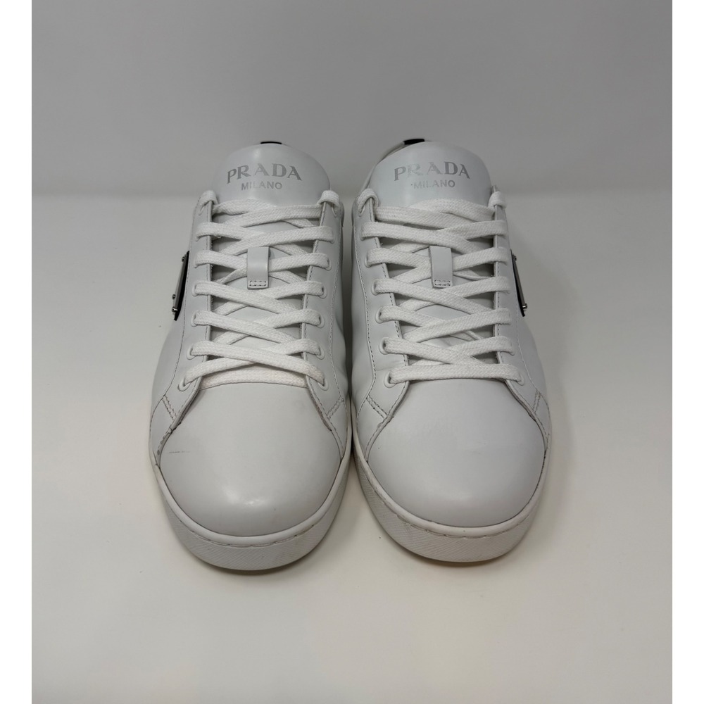 Prada Brushed Leather Sneaker White Size 9 US 8 Prada - Picture 2 of 9